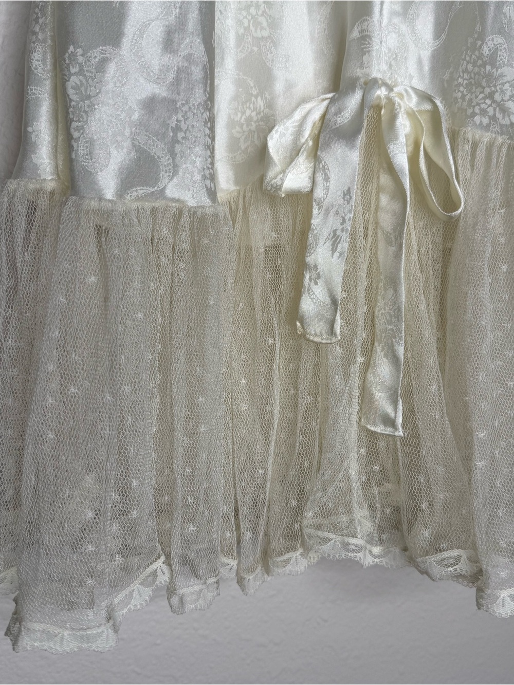 Vintage Victoria's Secret Cream Satin Slip Dress with Lace & Tulle Fairy Lg - Picture 3 of 8